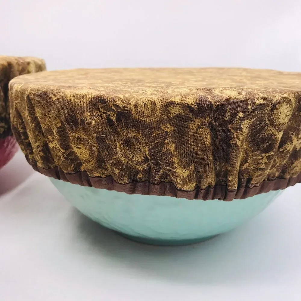 Cotton Bowl Cover For Sourdough, 3 Size Set, Reusable Washable Neutral Brown